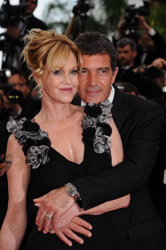 Tendres amoureux, les acteurs Antonio Banderas et Melanie Griffith, présents à Cannes le 11 mai 2011 pour Midnight in Paris, film d'ouverture 