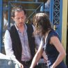Sophie Marceau et Gad Elmaleh sur le tournage d'Un bonheur n'arrive jamais seul, à Paris le 25 mai 2011