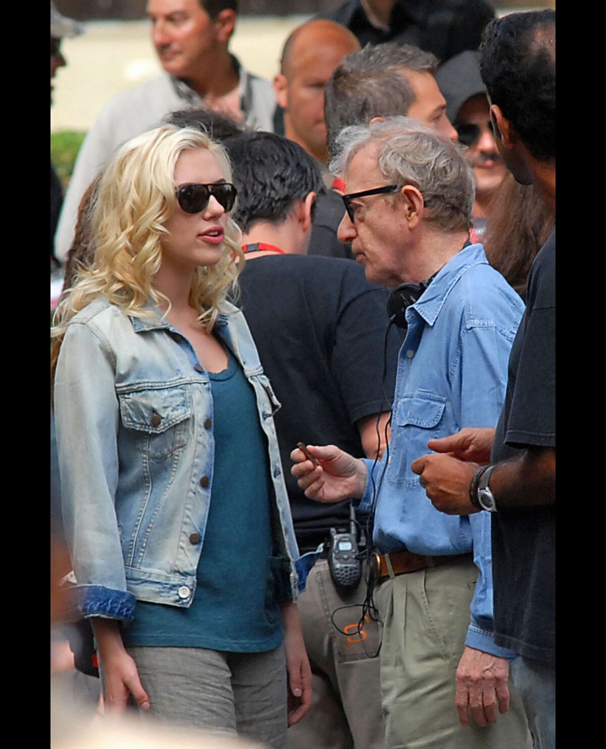 Photo Scarlett Johansson et Woody Allen sur le tournage de Vicky