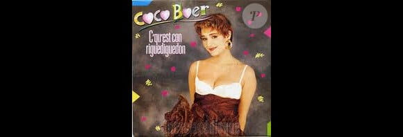 Daniela Lumbroso en Coco Boer sur la pochette de C'qu'est con riguedidon en 1988.