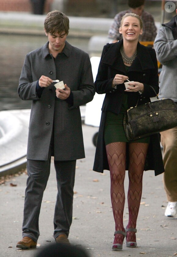 Blake Lively sur le tournage de la série Gossip Girl, à New York, en octobre 2009.