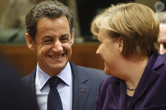 Angela Merkel  et Nicolas Sarkozy à Bruxelles le 4 février 2011. 