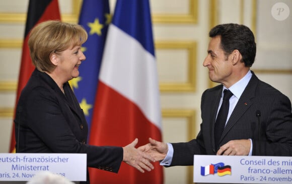 Angela Merkel  et Nicolas Sarkozy à l'Elysée le 24 novembre 2008