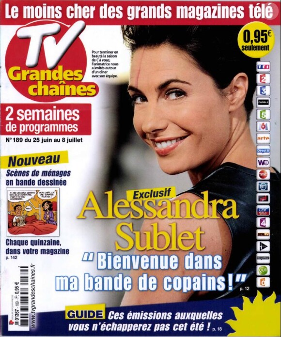 Alessandra Sublet, en couverture de TV Grandes Chaînes en kiosque le 20 juin 2011.
