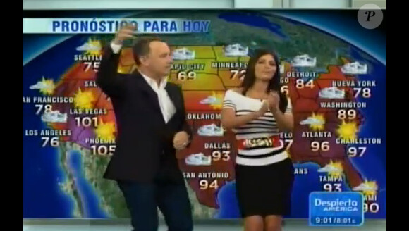 Tom Hanks présentant la météo dans l'émission Despierta America sur la chaîne Univison, le 21 juin 2011.