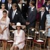 La famille de Monaco réunie lors de la cérémonie religieuse  du mariage du prince Albert et de Charlene Wittstock, à Monaco, le 2  juillet 2011