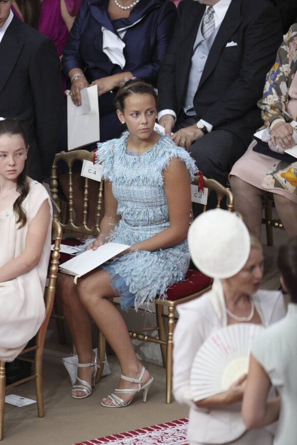 Pauline Ducruet lors de la cérémonie   religieuse  du mariage du prince Albert et de Charlene Wittstock, à   Monaco, le 2  juillet 2011