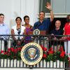 Barack et Michelle Obama au balcon présidentiel à la Maison Blanche le 4 juillet 2011