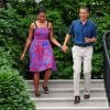 Michelle Obama toujours lookée au bras de son époux Barack Obama à la Maison Blanche le 4 juillet 2011