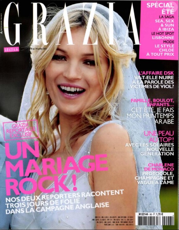 Kate Moss est en couverture du Grazia (8-14 juillet 2011) dans lequel figure l'interview de Vincent Cassel