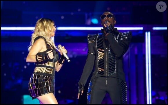 Fergie et Will.I.Am, en concert avec les Black Eyed Peas, à Madrid le 14 juillet 2011