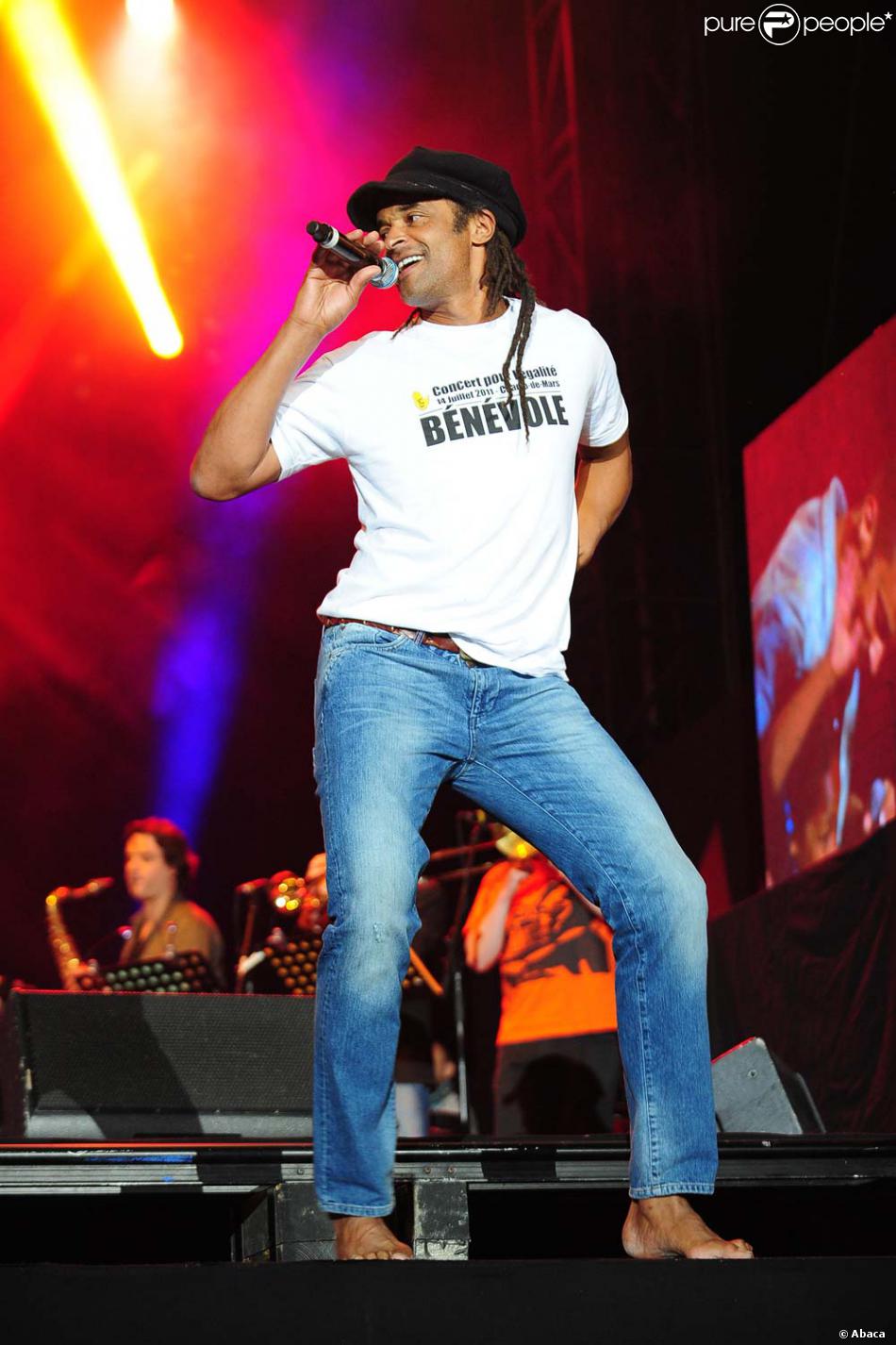 Noah Le Sens De La Gagne Yannick Noah au pied de la tour Eiffel à Paris pour SOS Racisme, le 14