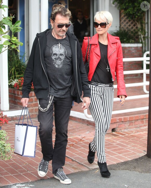 Johnny Hallyday et sa femme Laeticia le 18 avril 2011 à Los Angeles