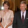 Le prince Philippe et sa femme Mathilde de Belgique inaugurent l'exposition Science au Palais, le 20 juillet 2011 au Palais Royal, à Bruxelles.