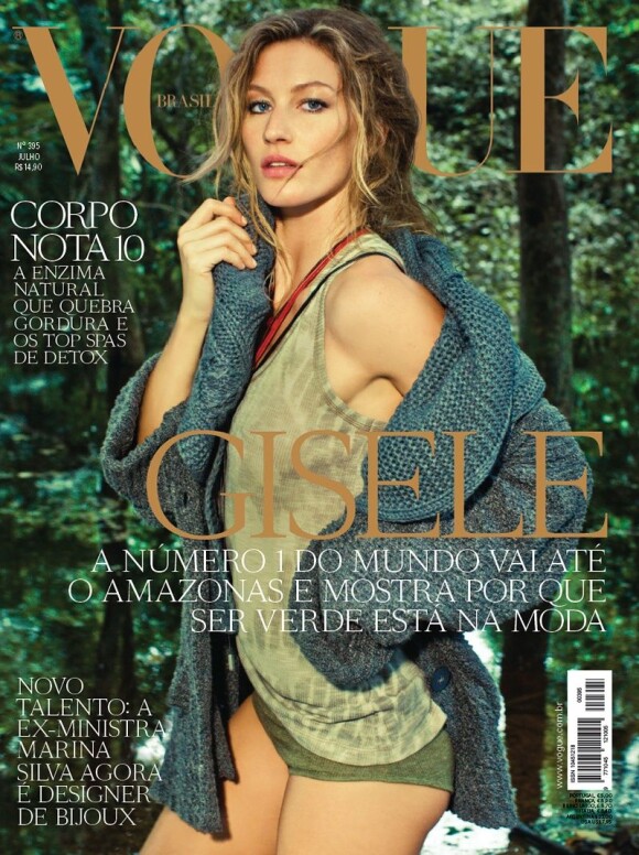 Gisele Bündchen en couverture du magazine Vogue Brésil de ce mois de juillet.