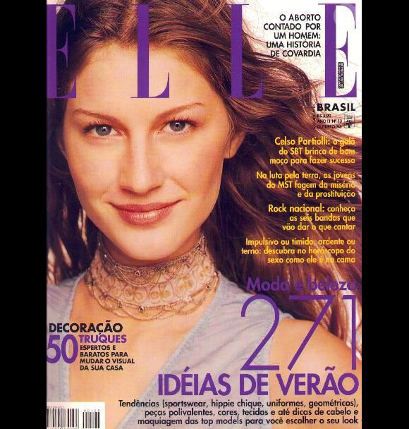 Gisele Bündchen, 18 ans, pose pour la couverture du Elle Brazil. Octobre 1998.