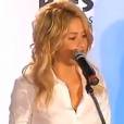 Shakira, lors de sa conférence de presse avec Gerard Piqué pour annoncer le partenariat entre sa fondation et le FC Barcelone