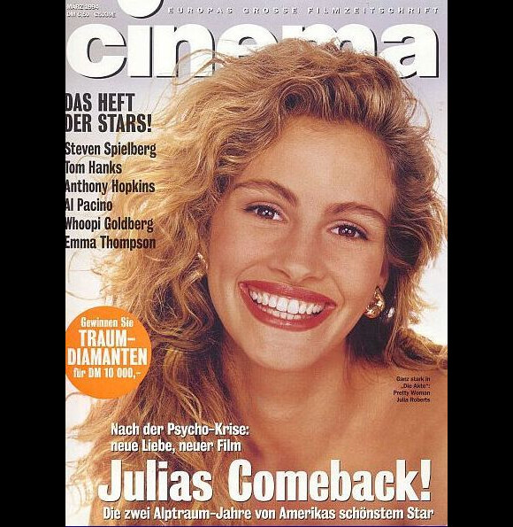 Mars 1994 : Julia Roberts pose en couv' du magazine allemand Cinema.
