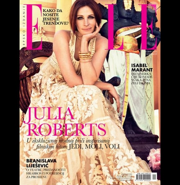La glamour Julia Roberts en couverture du Elle serbe d'octobre 2010.