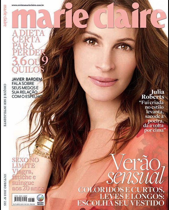 La très glamour Julia Roberts en couverture du Marie Claire brésilien d'octobre 2010.