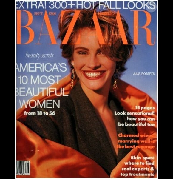 Julia Roberts en couverture du Harper's Bazaar de septembre 1990.