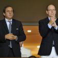 Albert de Monaco et Michel Platini en tribune lors de la Supercup le 26 août à Monaco