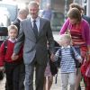 Le prince Philippe et la princesse Mathilde de Belgique ont emmené leurs quatre enfants, les princes Gabriel et Emmanuel ainsi que les princesses Elisabeth et Eléonore pour leur rentrée scolaire au Sinty-Jan-Berchmanscollege à Bruxelles, le 1e septembre 2011