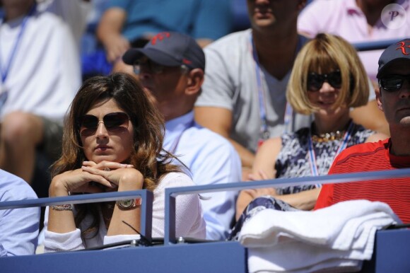 Mirka Federer est venue encourager son mari Roger avec ses jumelles lors du second tour de l'US Open le 2 septembre.