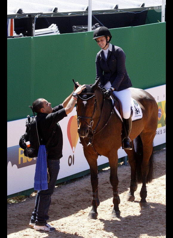 Athina Onassis participe à l'Athina Onassis Horse Show, le 4 septembre, à Rio de Janeiro.