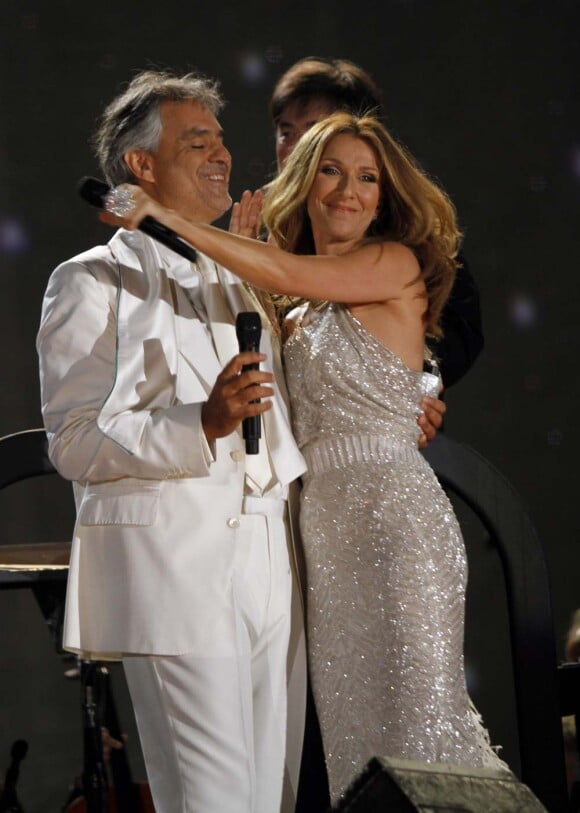 Andrea Bocelli et Céline Dion, en concert à Central Park, le 15 septembre 2011.