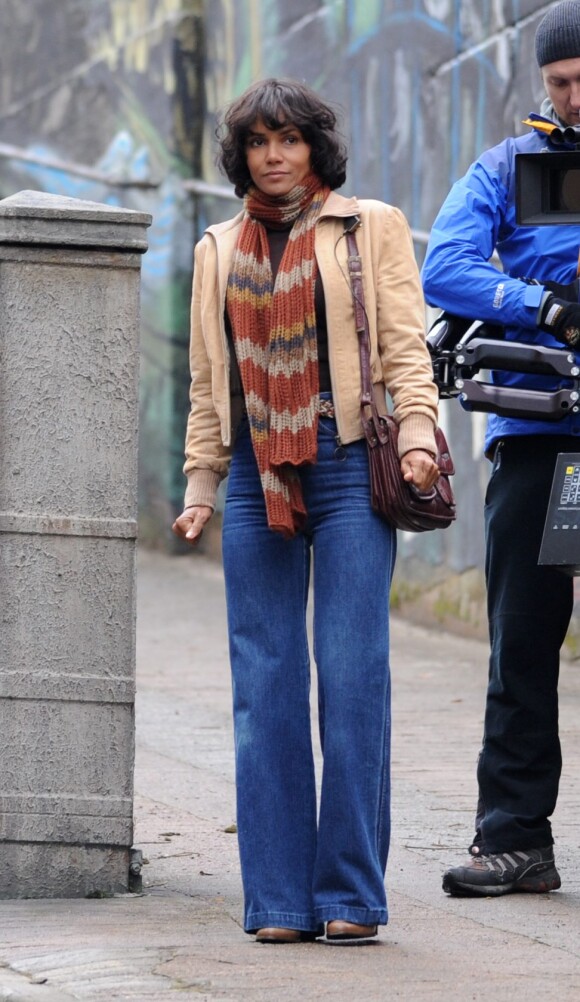 L'actrice Halle Berry en plein tournage du film Cloud Atlas le 15 septembre 2011 à Glasgow
