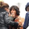 Halle Berry se fait maquiller sur le tournage de Cloud Atlas  le 15 septembre 2011 à Glasgow