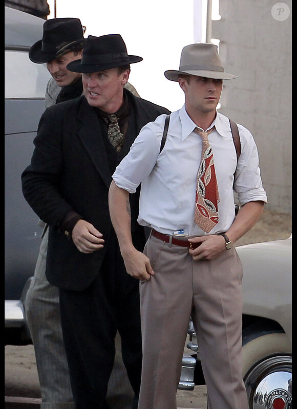 Ryan Gosling, à Los Angeles le 16 septembre 2011, sur le tournage de The Gangster Squad