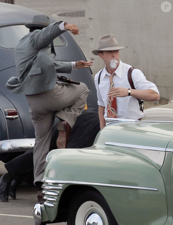 Ryan Gosling sur le tournage de The Gangster Squad, à Los Angeles, le 16 septembre 2011