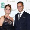 Monica Guerritore et Laurent Gaborit, Directeur Général de Cartier Italie lors de la présentation de la nouvelle collection Sortilège de Cartier à la Villa Aurelia, à Rome le 17 septembre 2011
