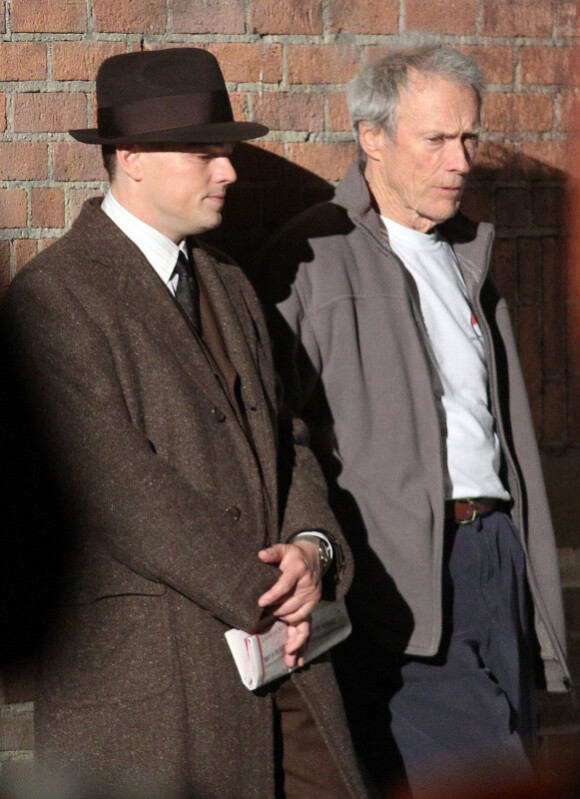 Clint Eastwood et Leonardo DiCaprio sur le tournage de J. Edgar en février 2011