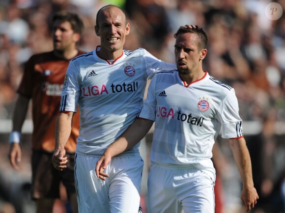 Arjen Robben et Franck Ribéry le 2 mai 2011 à Hamburg