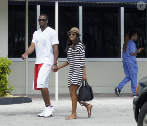 Dwyane Wade et sa compagne Gabrielle Union le 22 septembre 2011 à Miami