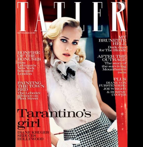 Diane Kruger, sublime en couverture du Tatler anglais de septembre 2009.