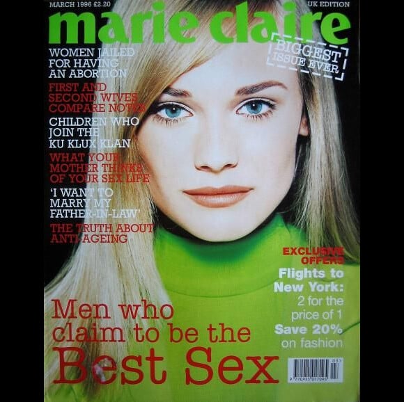 Le jeune mannequin Diane Kruger pose en Une du Marie Claire anglais en mars 1996.