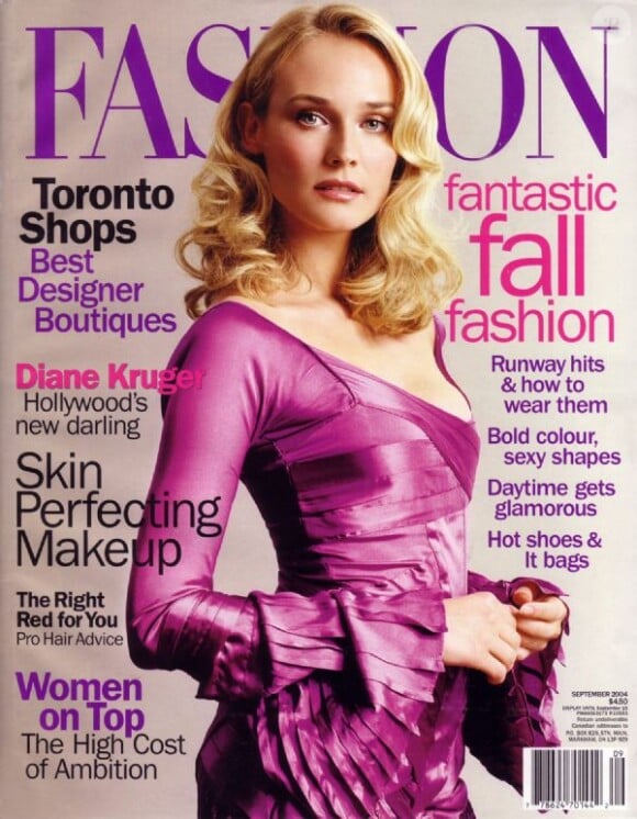 L'icône mode et beauté Diane Kruger en Une du magazine canadien Fashion. Septembre 2004.