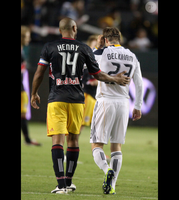 David Beckham et Thierry Henry le 4 novembre 2011 au Home Depot Center de Los Angeles lors de la demi-finale de conférence de la MLS face aux Red Bulls de New York