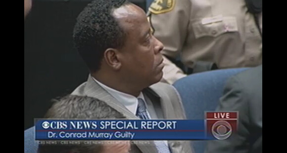 Capture d'écran de Conrad Murray lors du verdict énoncé le 7 novembre 2011 à Los Angeles. Il a été reconnu coupable d'homicide involontaire.