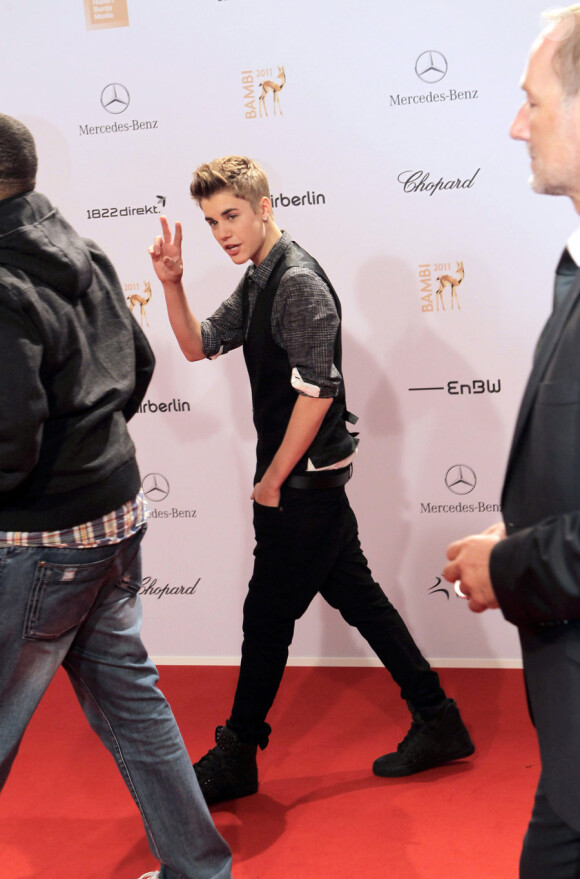 Justin Bieber lors de la cérémonie des Bambi Awards à Wiesbaden, en Allemagne le 10 novembre 2011