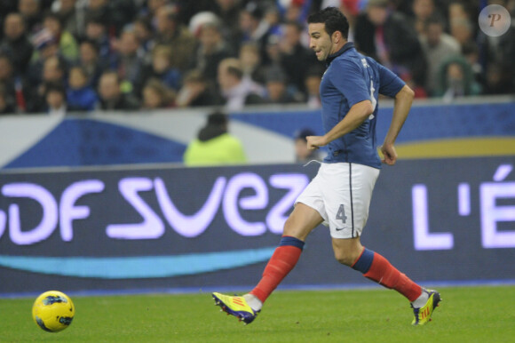 Adil Rami lors de la victoire de l'équipe de France sur les Etats-Unis le 11 novembre au Stade de France à Saint-Denis