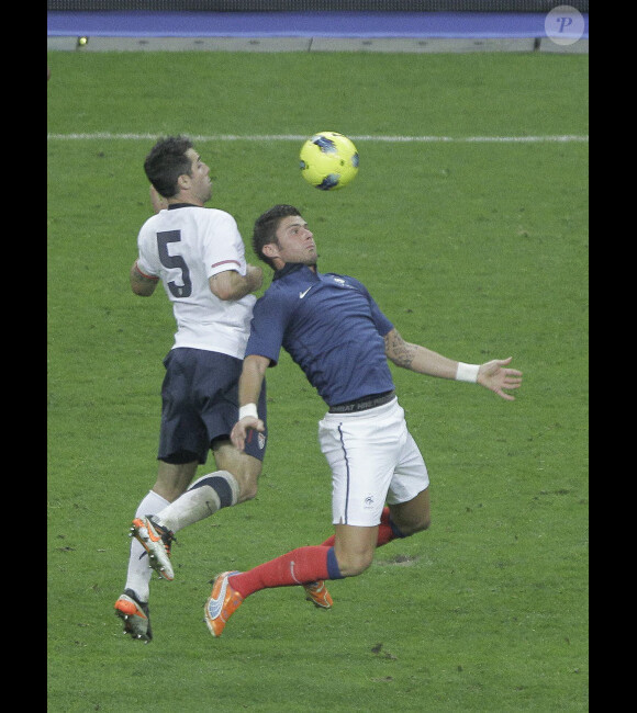 Olivier Giroud lors de la victoire de l'équipe de France sur les Etats-Unis le 11 novembre au Stade de France à Saint-Denis