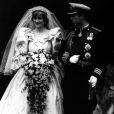 Lady Diana et son Prince Charles, à Londres lors de leur mariage. Le 29 juillet 1981. 