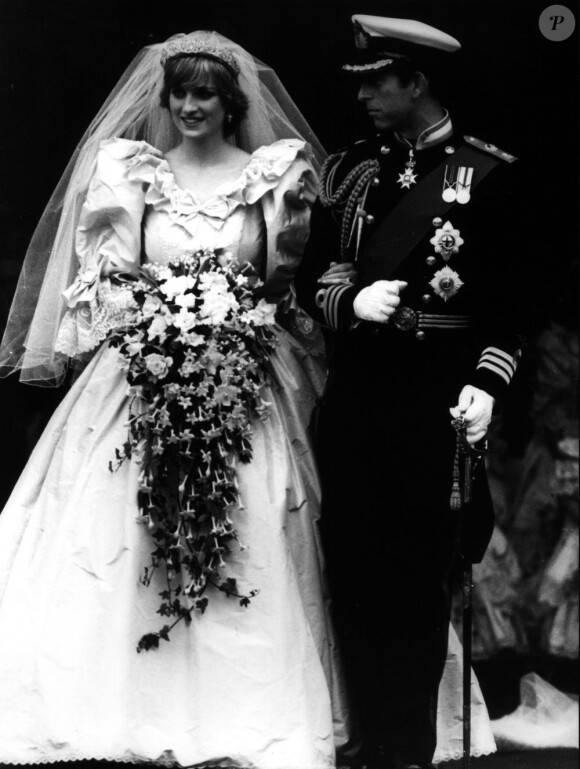 Lady Diana et son Prince Charles, à Londres lors de leur mariage. Le 29 juillet 1981.