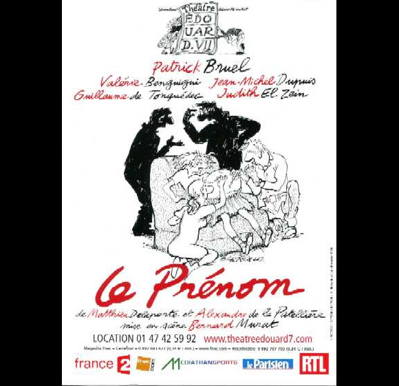 L'affiche de la pièce de théâtre Le Prénom avec Patrick Bruel