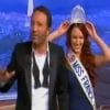 Miss France 2012, Delphine Wespiser et Arthur, complices, sur le plateau de Ce soir avec Arthur, sur Comédie +